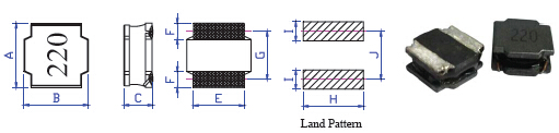 NSLP-P貼片功率電感實(shí)物圖片與三視圖